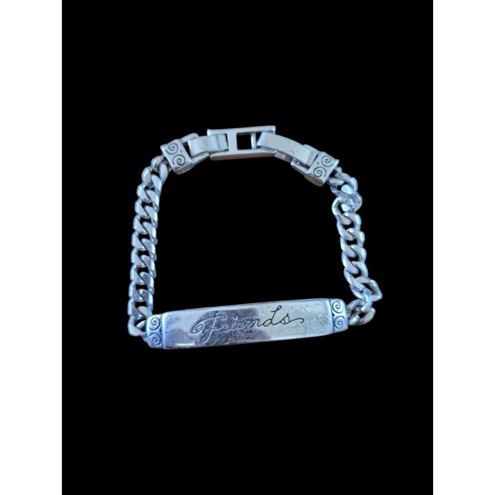 Brighton Friends 7 To 8 Inch Bracelet ID Scroll Engraved Silver Plated. - Picture 1 of 4